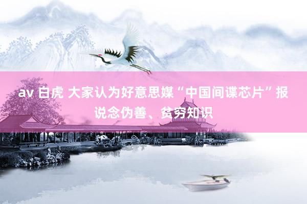 av 白虎 大家认为好意思媒“中国间谍芯片”报说念伪善、贫穷知识