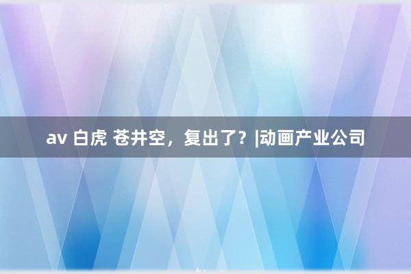 av 白虎 苍井空，复出了？|动画产业公司