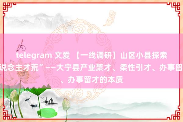 telegram 文爱 【一线调研】山区小县探索破解“东说念主才荒”——大宁县产业聚才、柔性引才、办事留才的本质