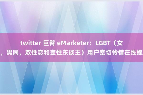 twitter 巨臀 eMarketer：LGBT（女同，男同，双性恋和变性东谈主）用户密切怜惜在线媒体