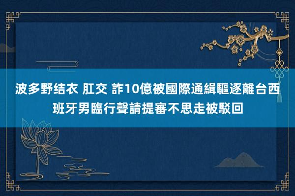 波多野结衣 肛交 詐10億被國際通緝驅逐離台　西班牙男臨行聲請提審不思走被駁回